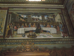 Fresco `Last Supper` on the north wall of the Sistine Chapel at the Vatican Museums