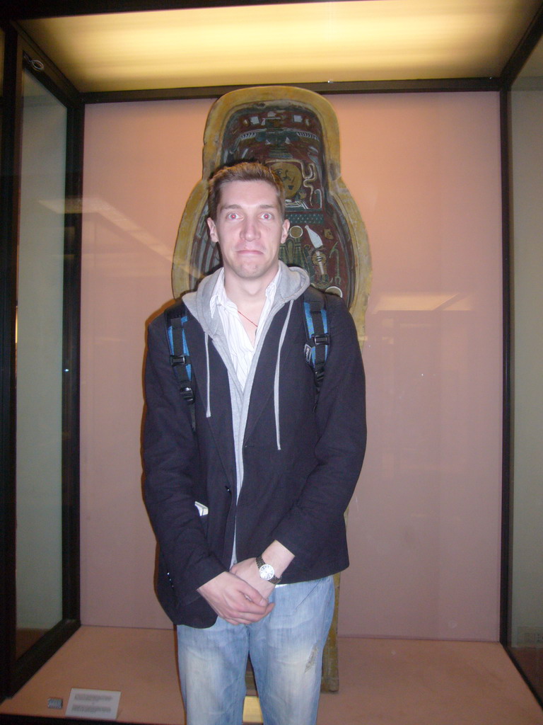 Tim with an Egyptian sarcophagus in the Egyptian Museum at the Vatican Museums