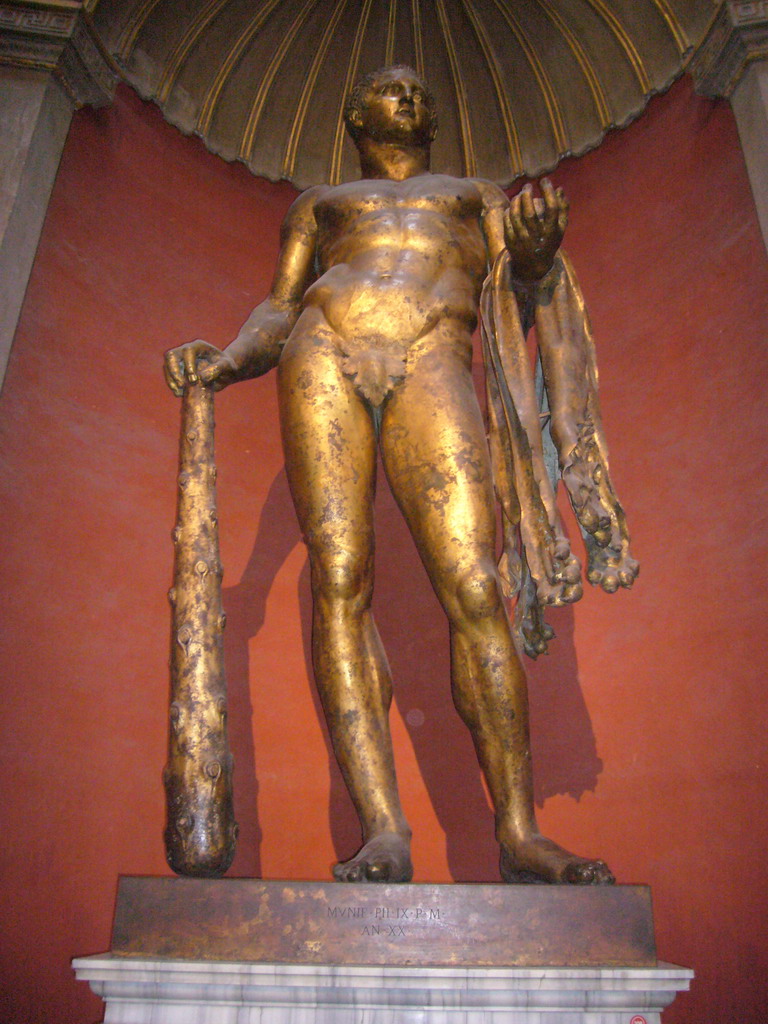 Bronze statue of Hercules in the Round Room of the Museo Pio-Clementino at the Vatican Museums