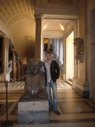 Tim with an Egyptian Sphinx in the main hall of the Museo Pio-Clementino at the Vatican Museums
