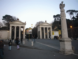 The Piazza Flaminio square, with the entrance gate to Villa Borghese