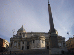 The back side of the Basilica di Santa Maria Maggiore church and the Esquiline Obelisk