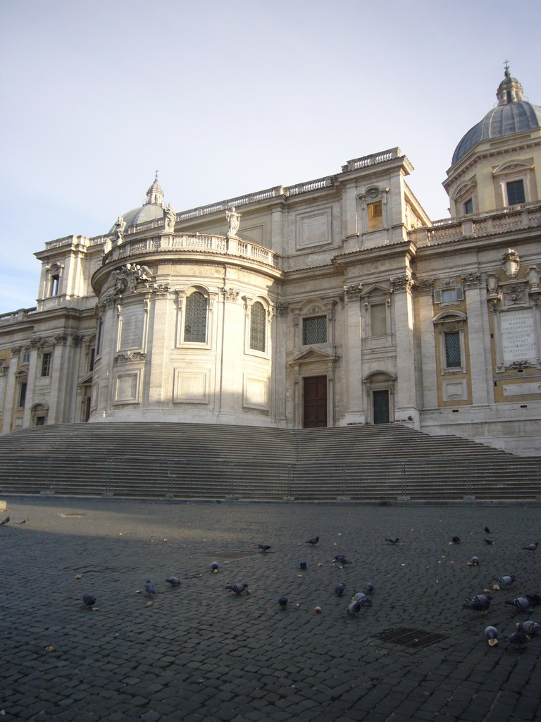 The back side of the Basilica di Santa Maria Maggiore church and the Piazza dell`Esquilino square