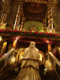 The Confessio, with a statue of Pope Pius IX, and the High Altar and Canopy in the Basilica di Santa Maria Maggiore church