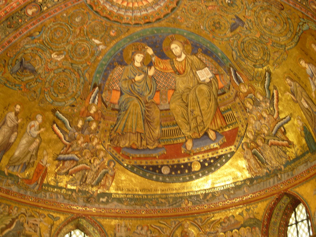 Apse mosaic `Coronation of the Virgin` in the Basilica di Santa Maria Maggiore church