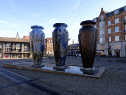 Three large vases at the Hestetorvet square