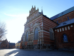 The north side of the Roskilde Cathedral at the Domkirkestræde street