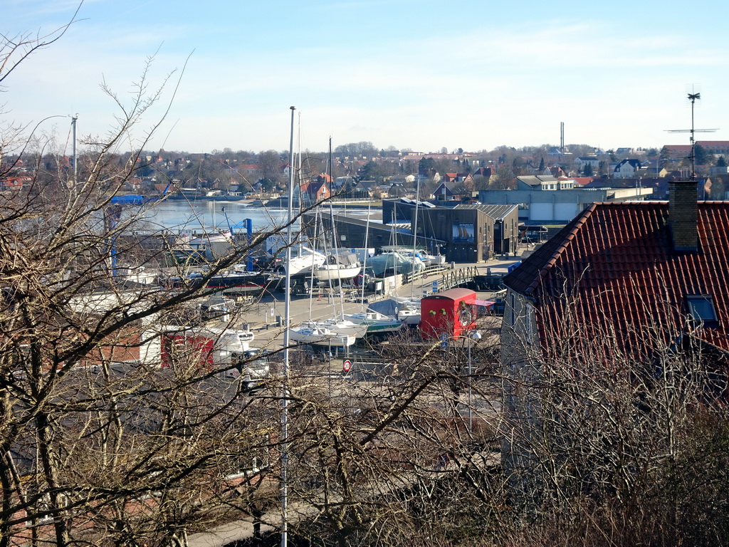 The Roskilde Fjord, Roskilde Harbour and Viking Ship Museum, viewed from the grassland in front of the Sankt Jørgensbjerg Church