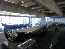 The five Skuldelev viking ships at the Viking Ship Hall at the Middle Floor of the Viking Ship Museum, viewed from the Upper Floor