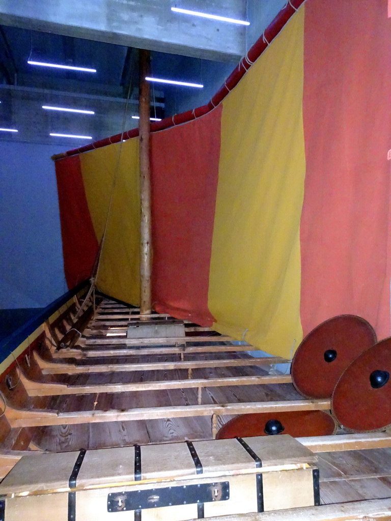 Viking ship at the `Climb Aboard` exhibition at the Middle Floor of the Viking Ship Museum