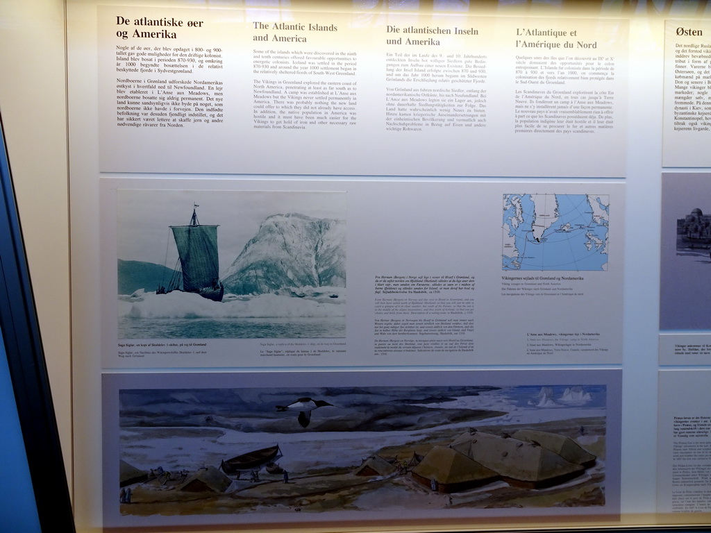Information on the Vikings travelling to the Atlantic Islands and America, at the Upper Floor of the Viking Ship Museum