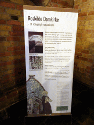 Information on the Roskilde Cathedral as a royal mausoleum, at the entrance room to the Glücksburger Chapel at the Roskilde Cathedral