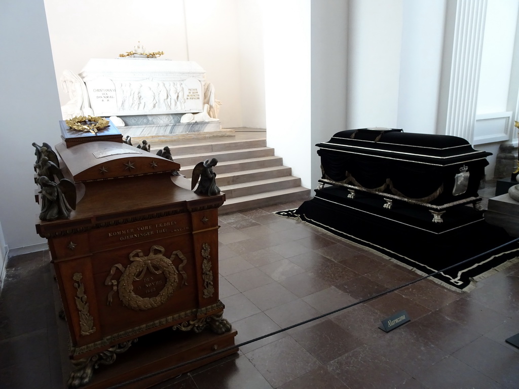 The tombs of King Frederik VII, King Christian VI and Queen Louise of Hessen at Frederik V`s Chapel at the Roskilde Cathedral