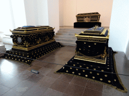 The tombs of King Christian VIII, Queen Sofie Magdalene and Queen Caroline Amalie at Frederik V`s Chapel at the Roskilde Cathedral