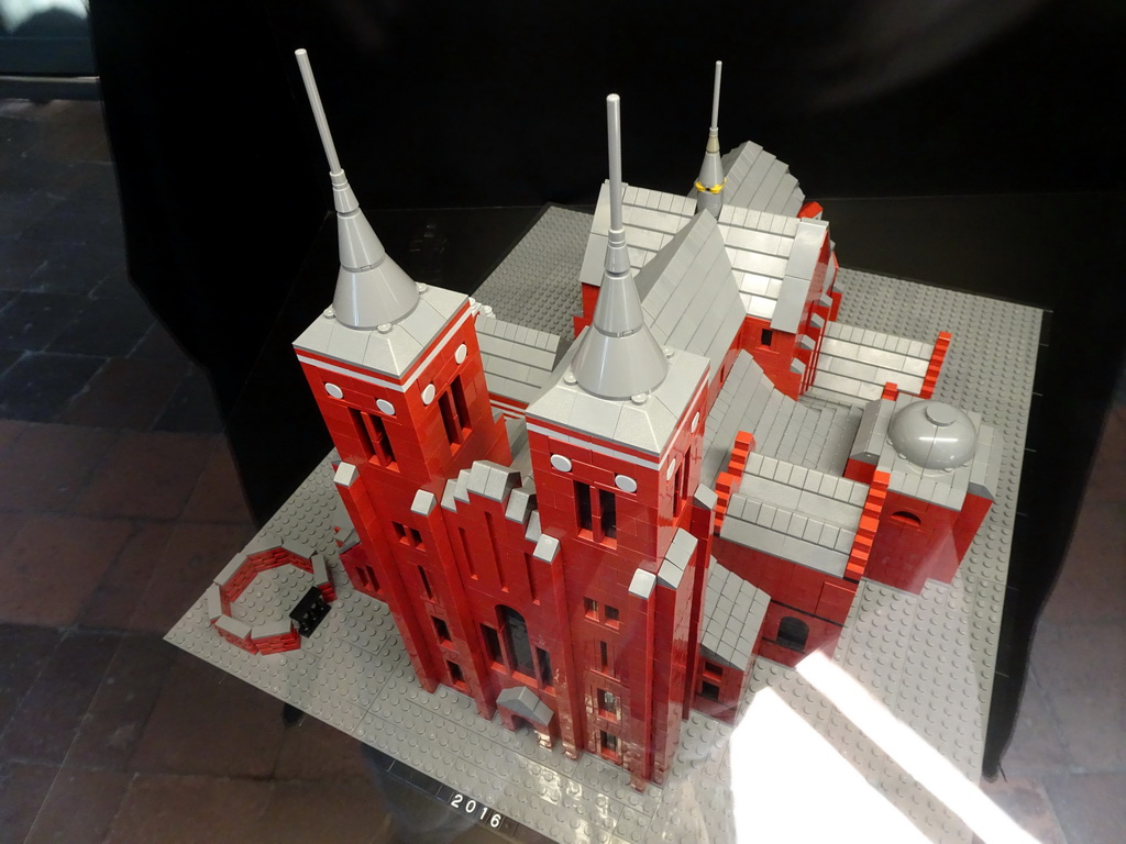 Scale model of the Roskilde Cathedral in LEGO bricks, at the upper floor