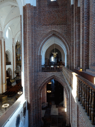 The north aisle, the Raphaelis Organ and the pulpit of the Roskilde Cathedral, viewed from the upper floor