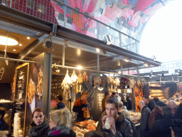 Market stall with meat in the Markthal building