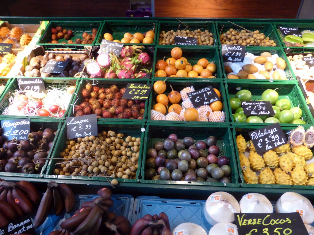 Exotic fruits in a market stall in the Markthal building