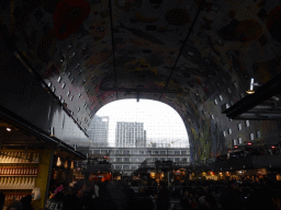 The Markthal building with its ceiling and market stalls