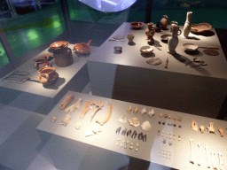 Archaeological findings displayed in the parking garage of the Markthal building
