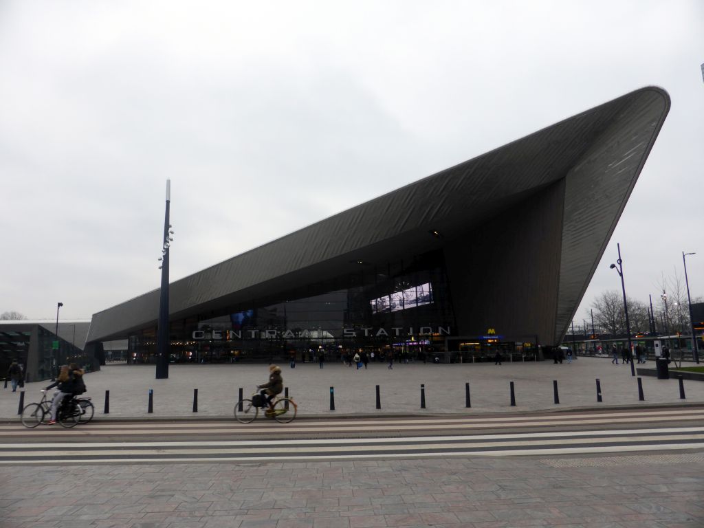 Front of the Rotterdam Central Railway Station at the Weena street