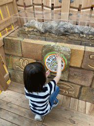Max playing a puzzle at the Mummified Crocodile at the Egyptian House at the Biotopia playground in the Rivièrahal building at the Africa area at the Diergaarde Blijdorp zoo
