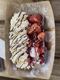 Waffle at the terrace of the restaurant of the Biotopia playground in the Rivièrahal building at the Africa area at the Diergaarde Blijdorp zoo