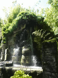 Waterfall in front of the Taman Indah building at the Asia area at the Diergaarde Blijdorp zoo