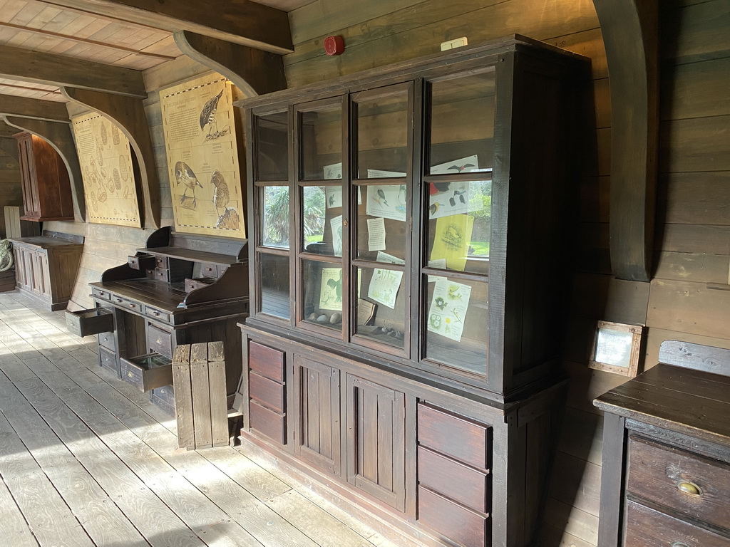 Cabinets and posters at the Galapagos section at the Oceanium at the Diergaarde Blijdorp zoo