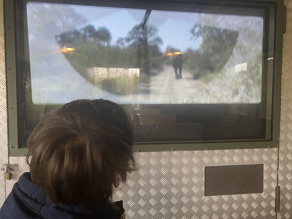 Max in a jeep with a movie in front of the Asiatic Lion enclosure at the Asia area at the Diergaarde Blijdorp zoo