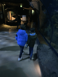 Max and his friend at the Shark Tunnel at the Oceanium at the Diergaarde Blijdorp zoo