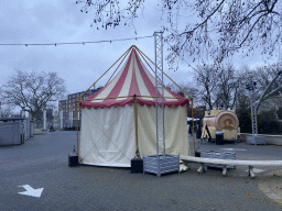 Tent in front of the old entrance of the Diergaarde Blijdorp zoo at the Van Aerssenlaan street