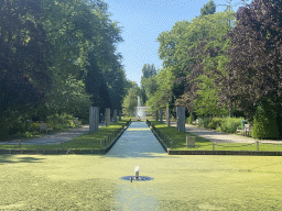 Pond and fountains at the English Garden at the Wandelwijck area of the Plaswijckpark recreation park