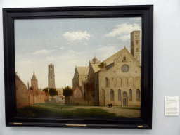 Painting `Utrecht, Saint Mary`s Square and Saint Mary`s Church` by Pieter Jansz. Saenredam, at the First Floor of the Museum Boijmans van Beuningen, with explanation