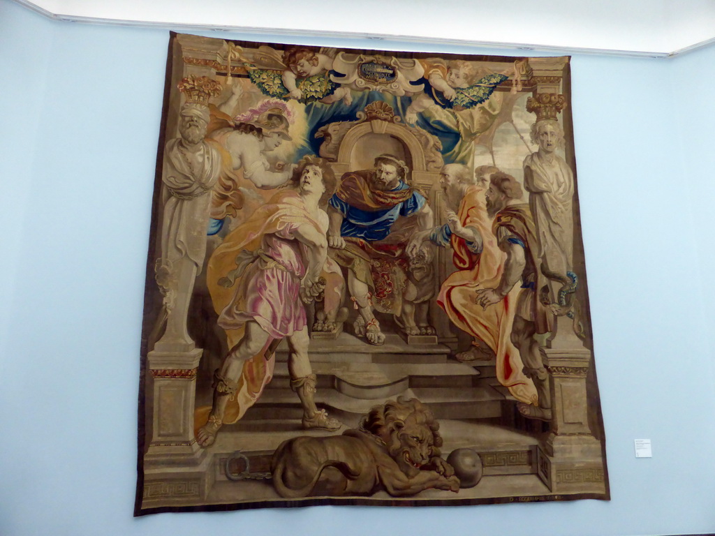 Tapestry based on the oil sketch `The Wrath of Achilles` by Peter Paul Rubens, at the First Floor of the Museum Boijmans van Beuningen, with explanation