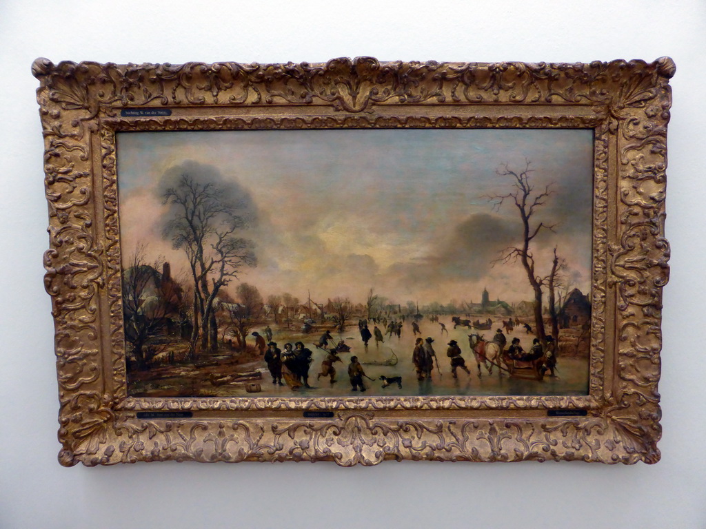 Painting `Winter Landscape with Ice Skaters` by Aert van der Neer, at the First Floor of the Museum Boijmans van Beuningen