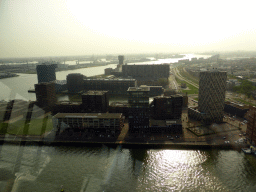 Buildings at the Parkhaven and Sint-Jobshaven harbours, and the Nieuwe Maas river, viewed from the restaurant in the Euromast tower