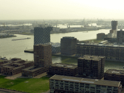 Buildings at the Sint-Jobshaven harbour and the Nieuwe Maas river, viewed from the restaurant in the Euromast tower