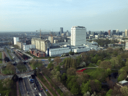 The Park, the Erasmus MC hospital and skyscrapers in the city center, viewed from the restaurant in the Euromast tower