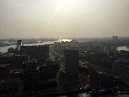 Buildings at the Parkhaven and Sint-Jobshaven harbours, and the Nieuwe Maas river, viewed from the lower viewing platform of the Euromast tower