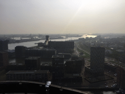 Buildings at the Parkhaven and Sint-Jobshaven harbours, and the Nieuwe Maas river, viewed from the upper viewing platform of the Euromast tower