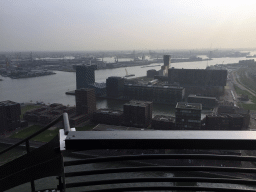 Buildings at the Parkhaven and Sint-Jobshaven harbours, and the Nieuwe Maas river, viewed from the upper viewing platform of the Euromast tower