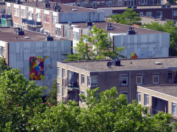Paintings on houses at the Coolsestraat street, viewed from the roof of the Groothandelsgebouw building
