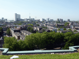 The south side of the city with the Erasmus MC hospital and the Euromast tower, viewed from the roof of the Groothandelsgebouw building