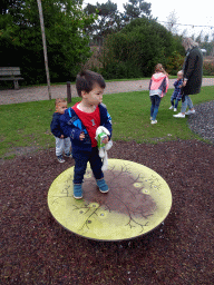 Max at the playground in front of the theatre of the Vrije Vlucht Voorstelling at the South America area at the Diergaarde Blijdorp zoo