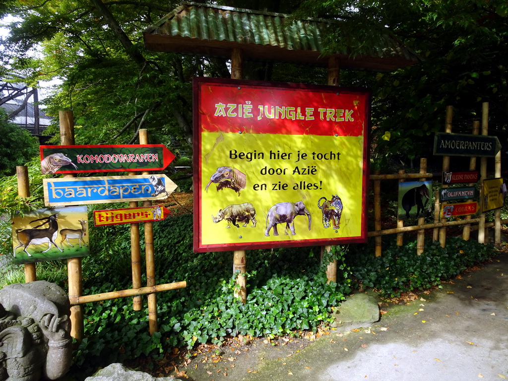 Signposts at the Asia area at the Diergaarde Blijdorp zoo