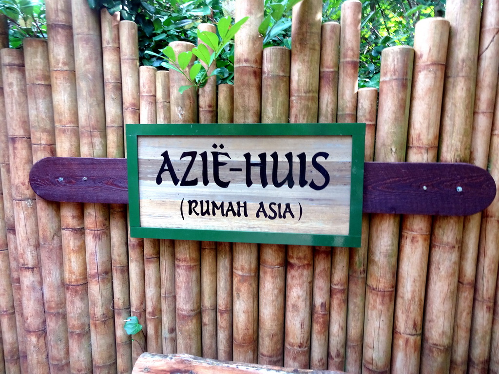 Sign of the Rumah Asia house at the Asia area at the Diergaarde Blijdorp zoo