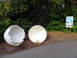 Scale model of a broken Ostrich egg at the Africa area at the Diergaarde Blijdorp zoo