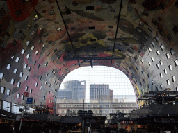 The Markthal building with its ceiling and market stalls