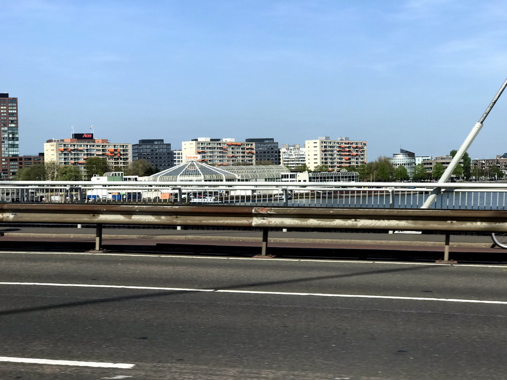 The BlueCity building at the Maasboulevard, viewed from the car on the Willemsbrug bridge